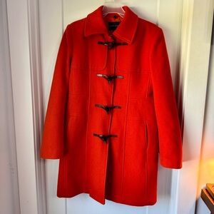 Banana Republic Women's Orange Wool Toggle Zip Coat Size Med Winter Cozy Jacket